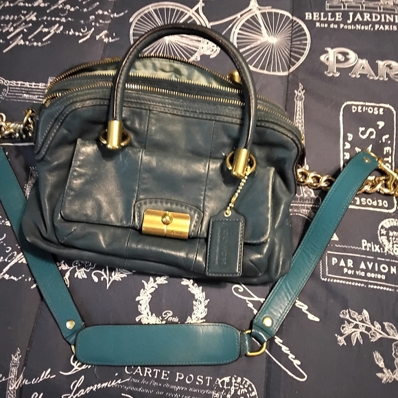 Coach Cool Teal Leather Cross Body Handbag - Picture 1 of 14
